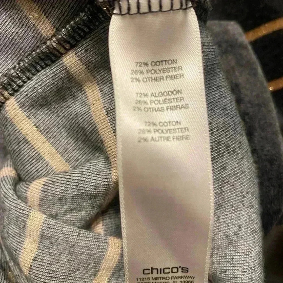 Women’s Velour striped pullover cowl neck top with a touch of sparkle size 2 LG - Picture 7 of 8